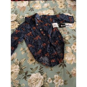 Mick Mack Long Sleeve 3/6m Dress Shirt Body Suit Tiger‎ C4
